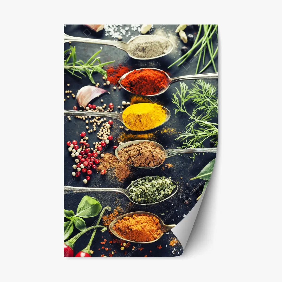 Adesivo riposizionabile vibrante composizione di spezie e erbe aromatiche • Wallissimo®