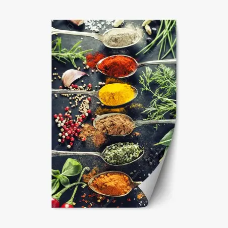 Adesivo riposizionabile vibrante composizione di spezie e erbe aromatiche • Wallissimo®