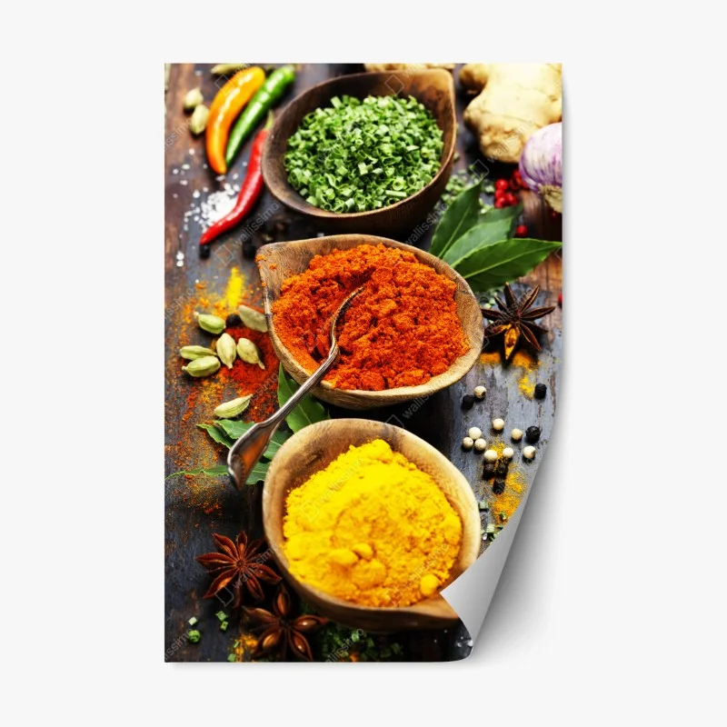 Adesivo riposizionabile esplosione di spezie e colori per la cucina