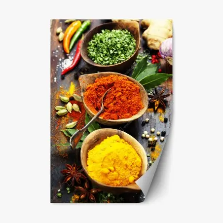 Adesivo riposizionabile esplosione di spezie e colori per la cucina • Wallissimo®