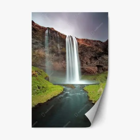 Adesivo riposizionabile cascata serena in Islanda • Wallissimo®