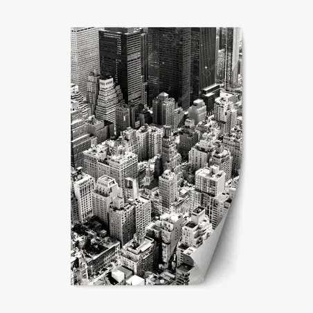 Adesivo riposizionabile panorama aereo di Manhattan in bianco e nero • Wallissimo®