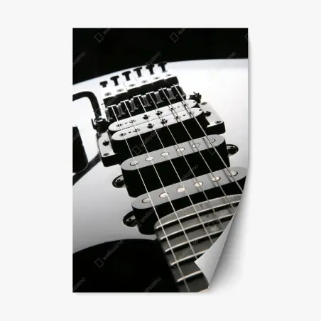 Adesivo riposizionabile primo piano di una chitarra elettrica lucida • Wallissimo®