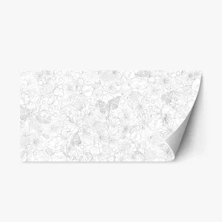 Adesivo riposizionabile motivo floreale a linee sottili • Wallissimo®