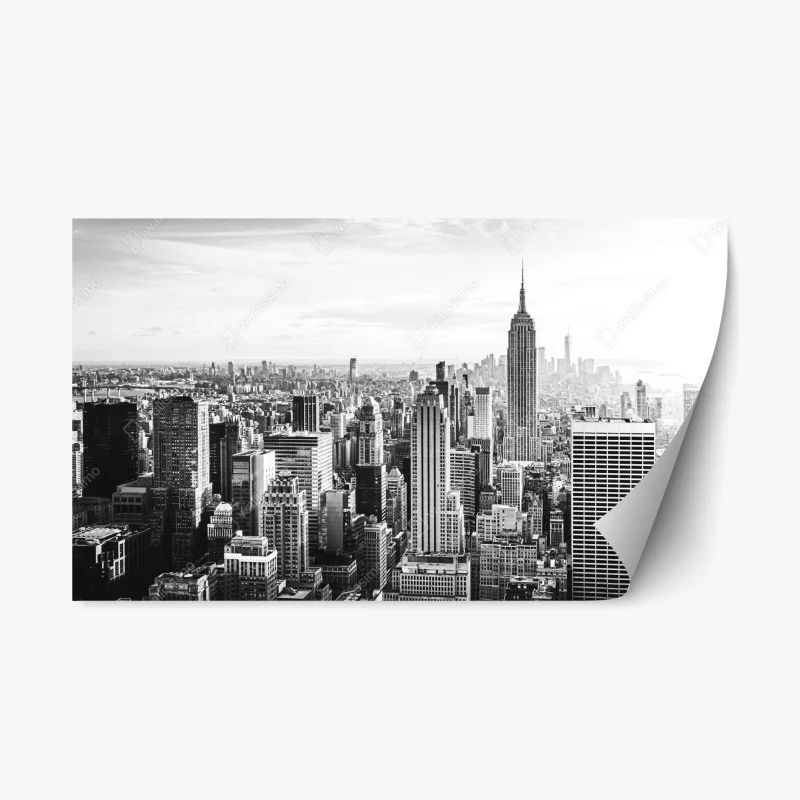 Adesivo riposizionabile panorama urbano di New York in bianco e nero