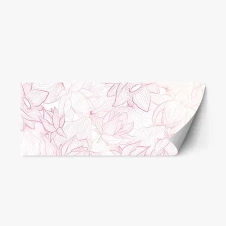 Adesivo riposizionabile motivo floreale rosa a linee sottili • Wallissimo®