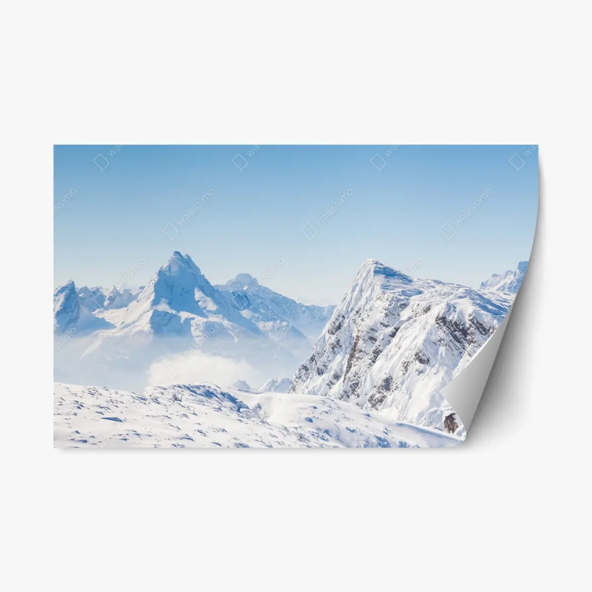 Adesivo riposizionabile vette innevate all'orizzonte • Wallissimo®