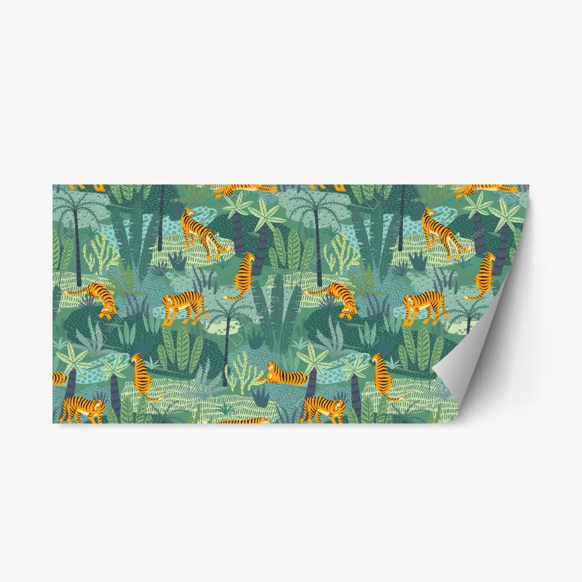 Adesivo riposizionabile tigri nella giungla tropicale • Wallissimo®