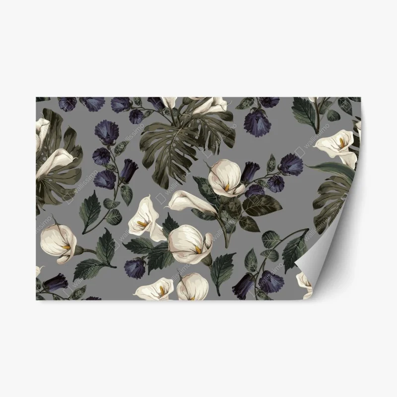 Adesivo riposizionabile motivo botanico elegante con calle e foglie di monstera