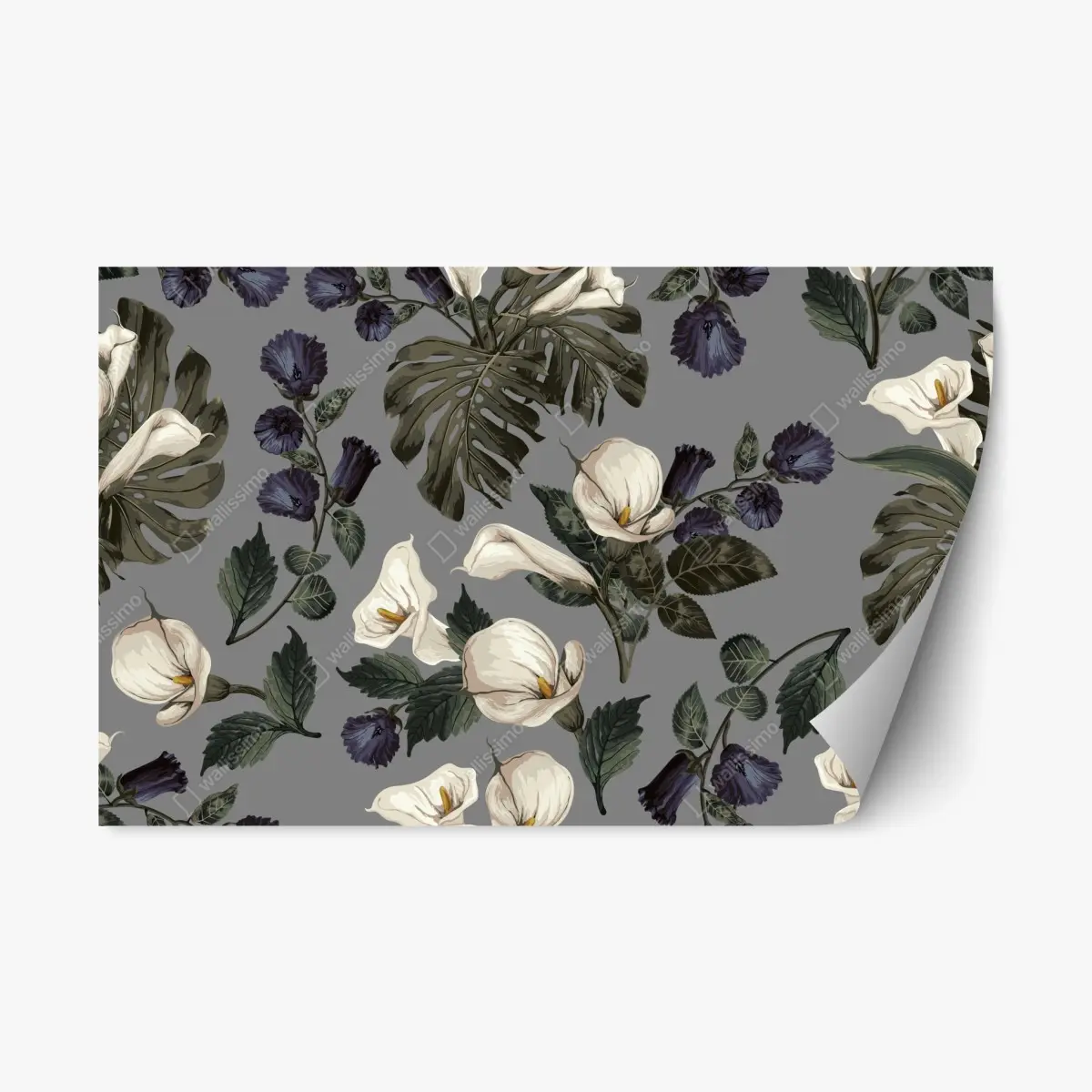 Adesivo riposizionabile motivo botanico elegante con calle e foglie di monstera • Wallissimo® Adesivo riposizionabile motivo botanico elegante con calle e foglie di monstera • Wallissimo®