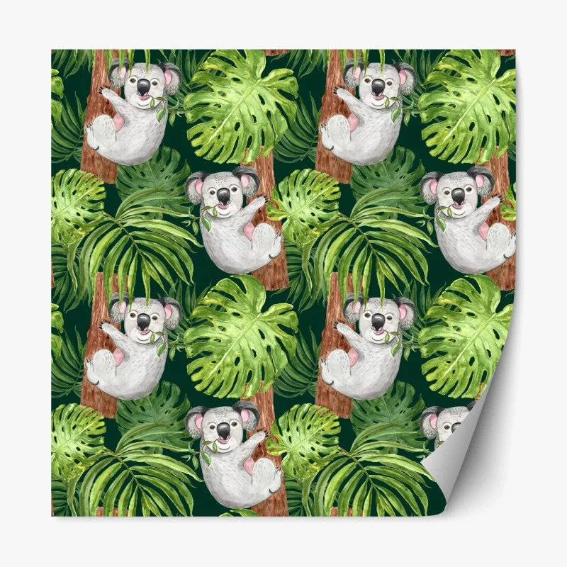 Adesivo riposizionabile koala nella giungla tropicale