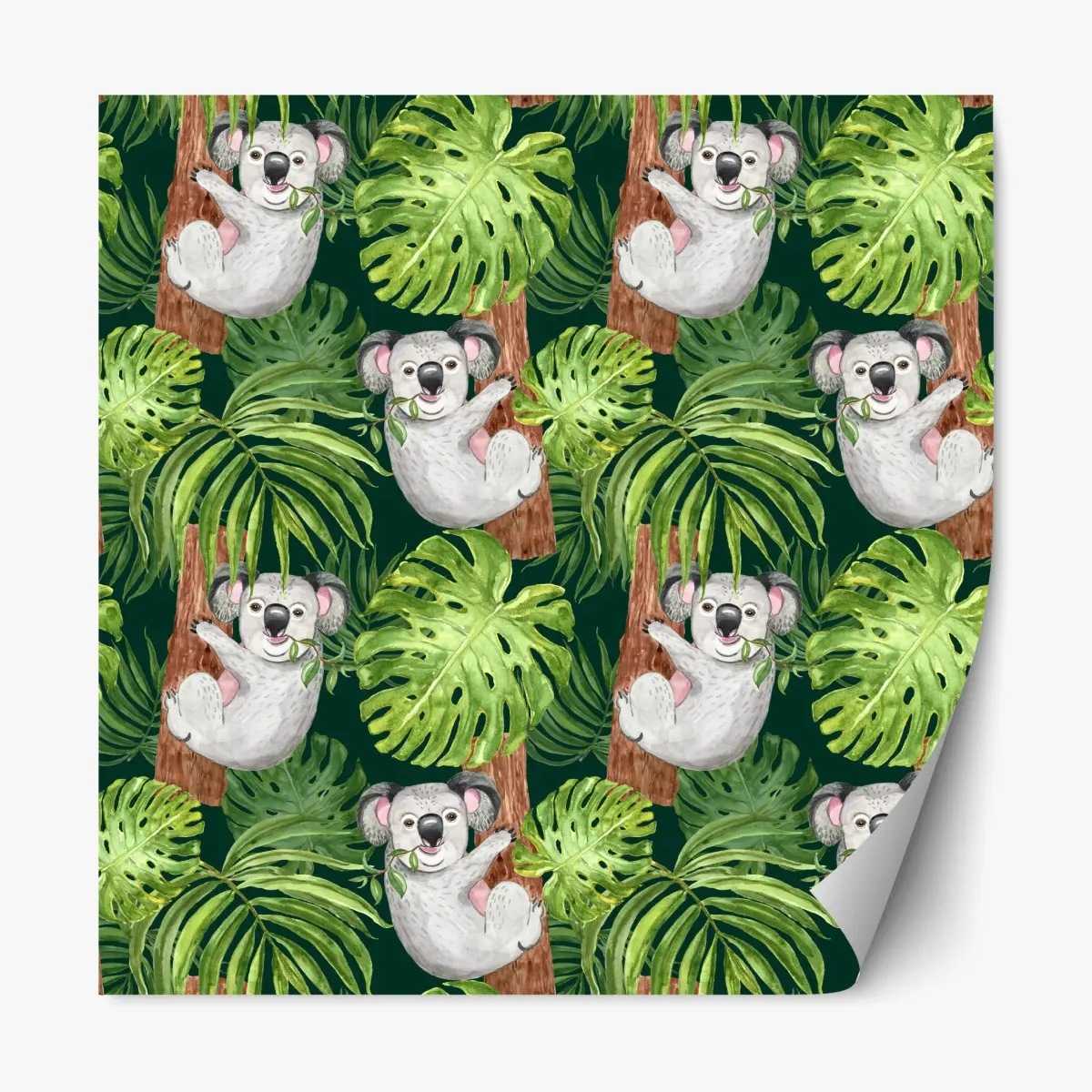 Adesivo riposizionabile koala nella giungla tropicale • Wallissimo®