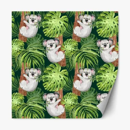 Adesivo riposizionabile koala nella giungla tropicale • Wallissimo®