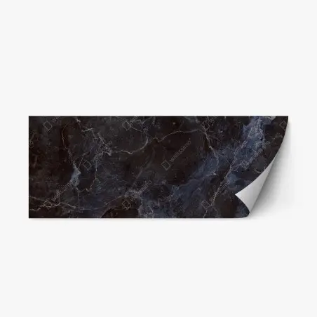 Adesivo riposizionabile marmo nero venato con riflessi blu • Wallissimo®