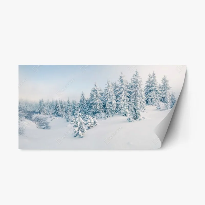 Adesivo riposizionabile magico bosco innevato di montagna