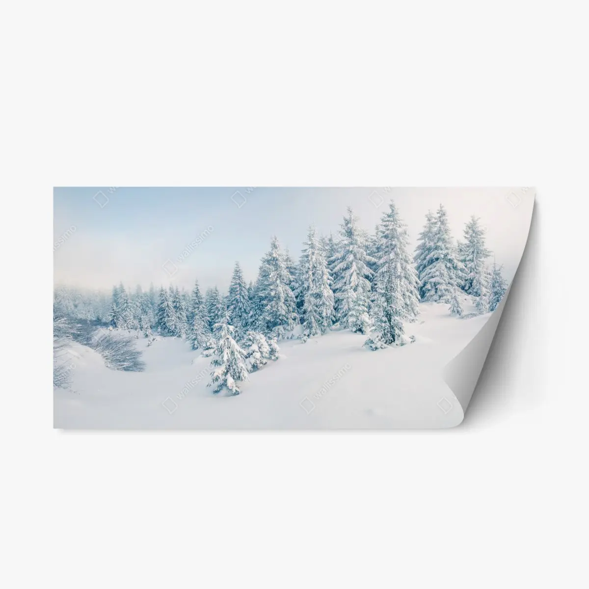 Adesivo riposizionabile magico bosco innevato di montagna • Wallissimo®