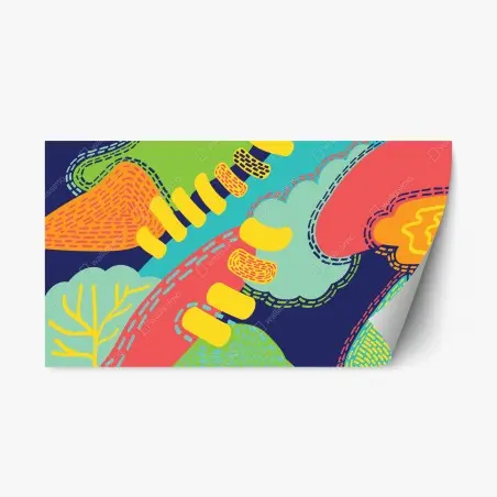 Adesivo riposizionabile esplosione astratta di colori e forme organiche • Wallissimo®