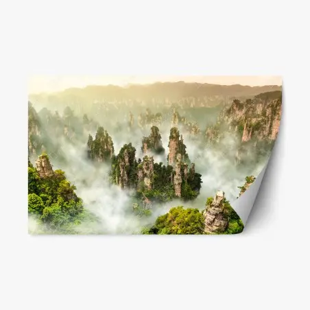 Adesivo riposizionabile panorama mistico dei pinnacoli di Zhangjiajie • Wallissimo®