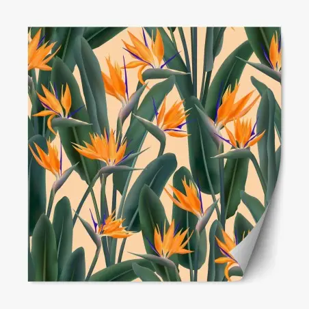 Adesivo riposizionabile tropicale elegante con uccelli del paradiso • Wallissimo®