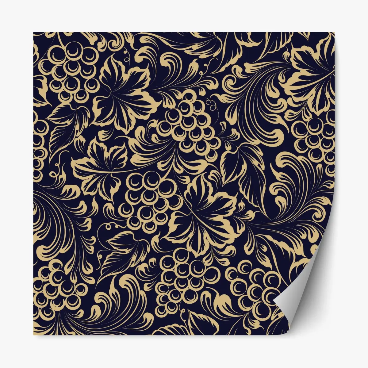 Adesivo riposizionabile elegante motivo barocco con grappoli d'uva • Wallissimo®