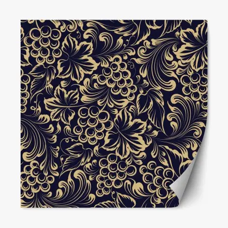 Adesivo riposizionabile elegante motivo barocco con grappoli d'uva • Wallissimo®