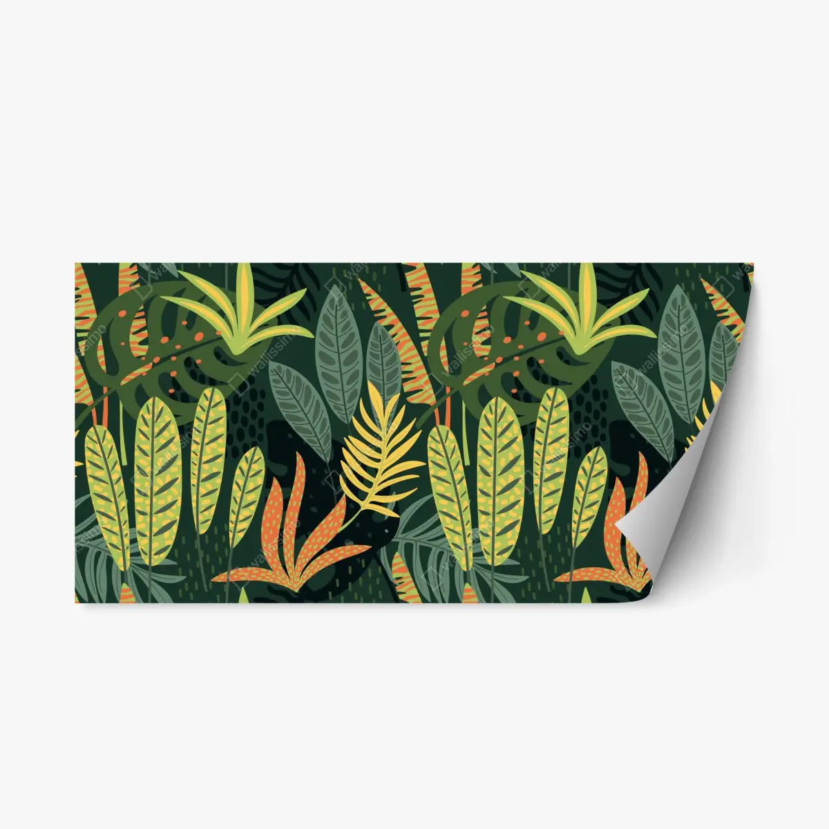 Adesivo riposizionabile motivo botanico tropicale in verde • Wallissimo®