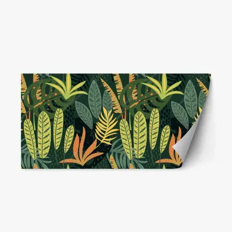 Adesivo riposizionabile motivo botanico tropicale in verde • Wallissimo®