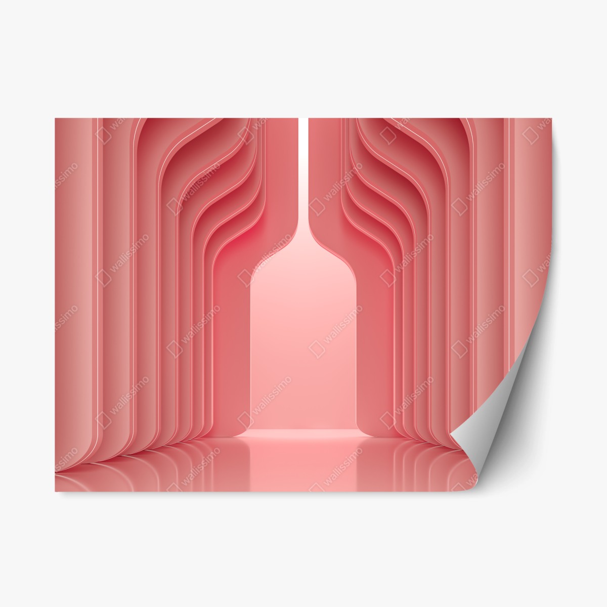 Adesivo riposizionabile interno rosa corallo con archi ondulati • Wallissimo® Adesivo riposizionabile interno rosa corallo con archi ondulati • Wallissimo®