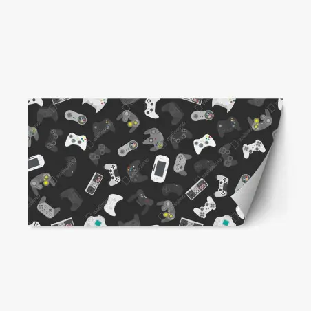 Adesivo riposizionabile pattern di controller da gioco retrò • Wallissimo®