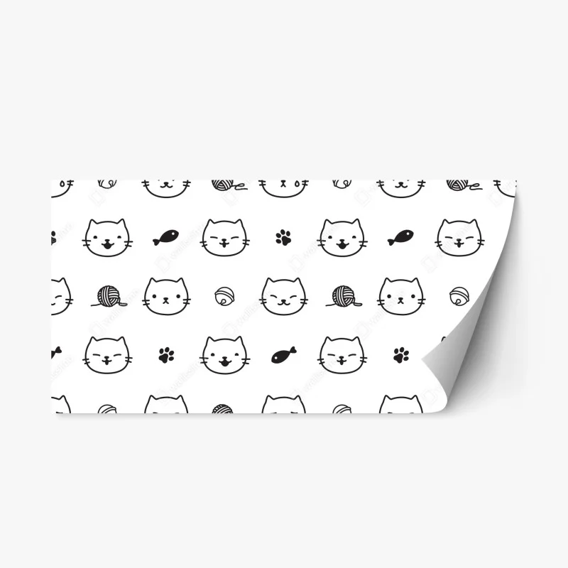 Adesivo riposizionabile pattern gatti giocosi in bianco e nero