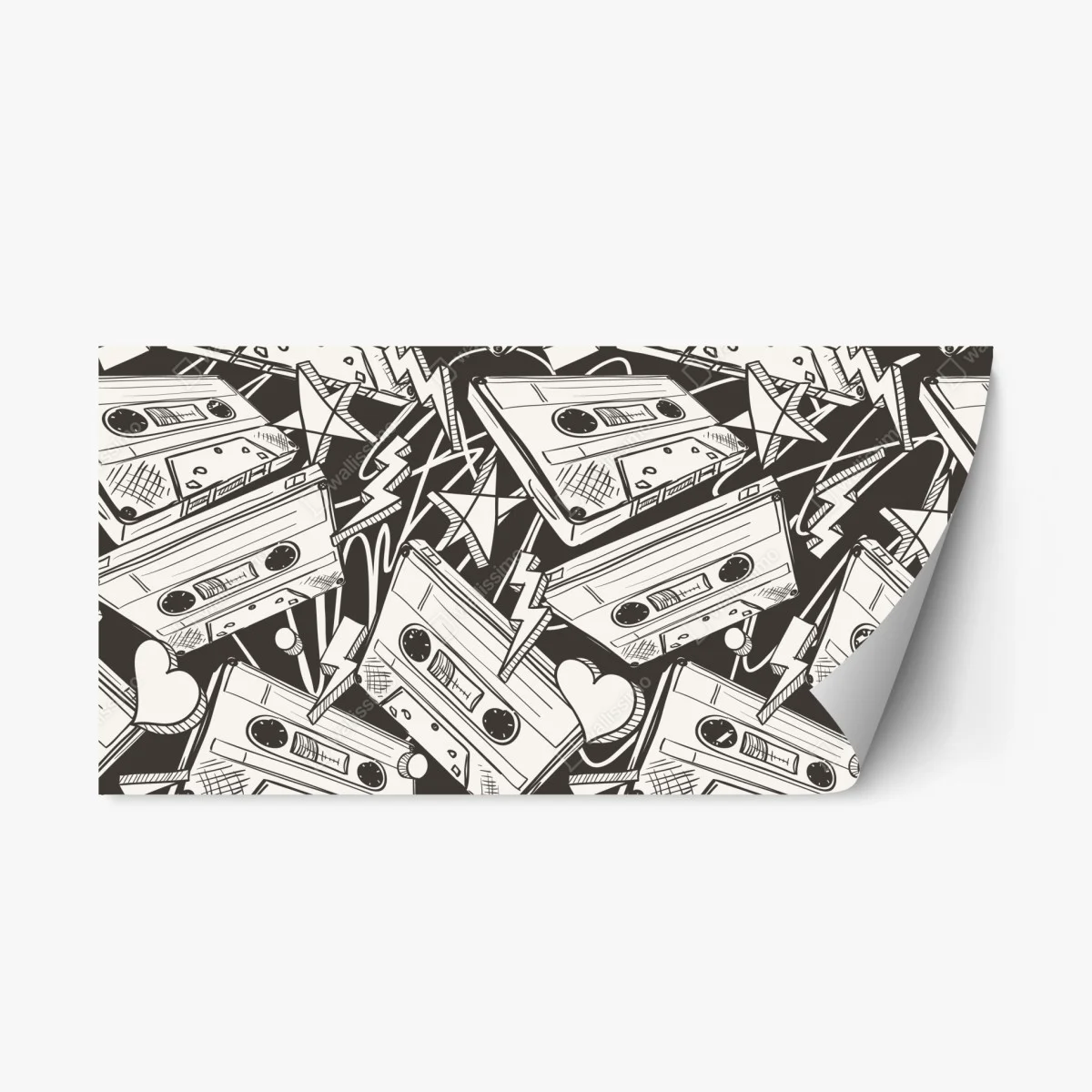 Adesivo riposizionabile motivo vintage di cassette audio • Wallissimo® Adesivo riposizionabile motivo vintage di cassette audio • Wallissimo®