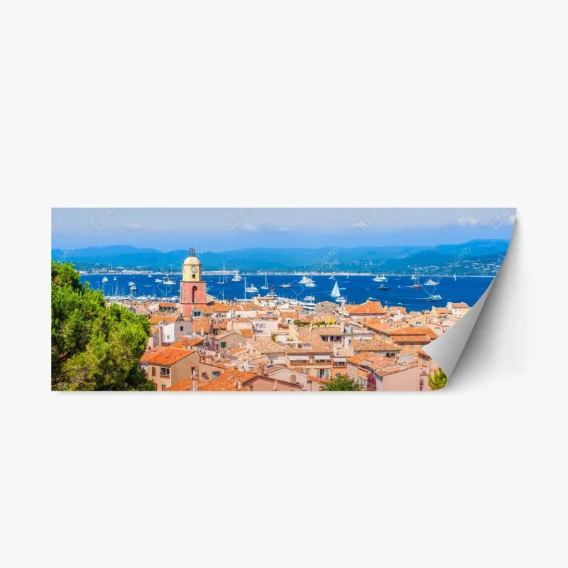 Adesivo riposizionabile panorama di Saint-Tropez sul Mediterraneo