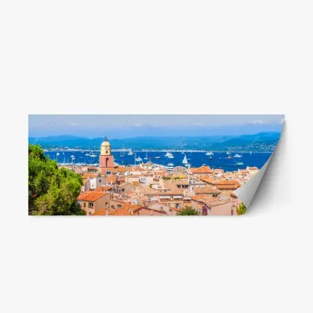 Adesivo riposizionabile panorama di Saint-Tropez sul Mediterraneo • Wallissimo®