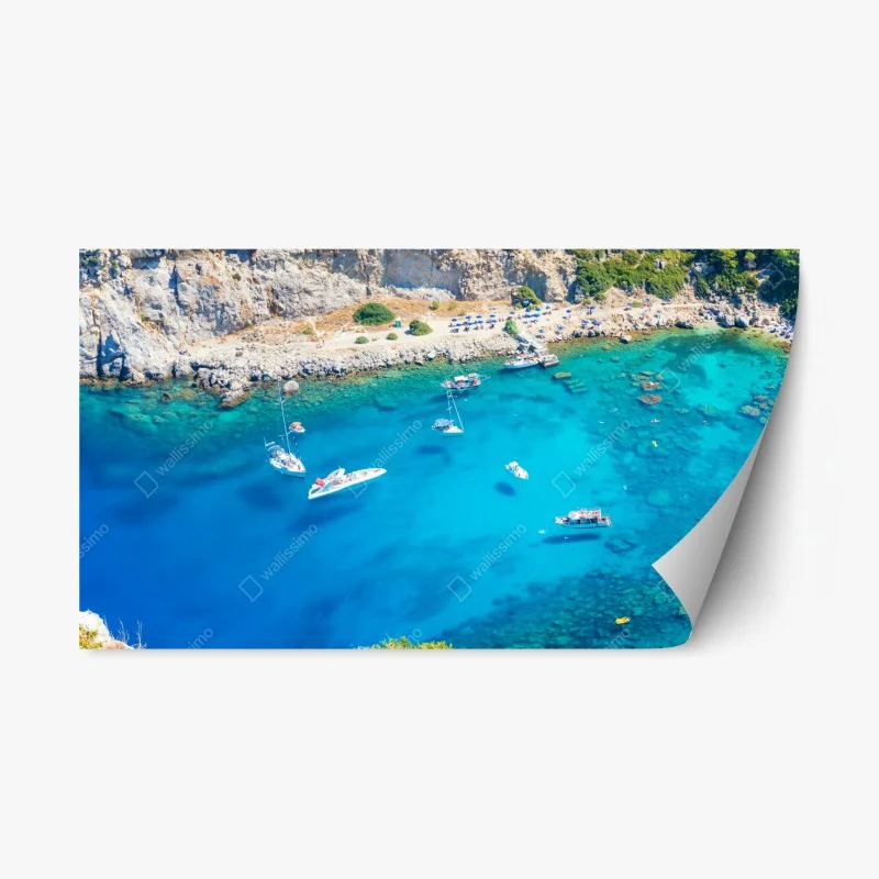 Adesivo riposizionabile panorama aereo della baia di Anthony Quinn a Rodi