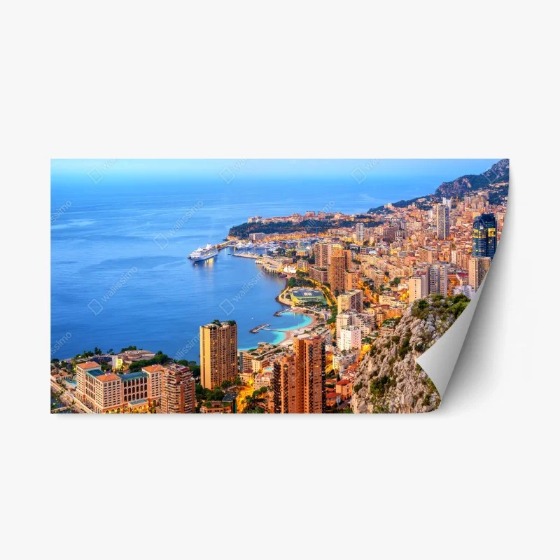 Adesivo riposizionabile panorama sul porto di Monaco e Monte Carlo
