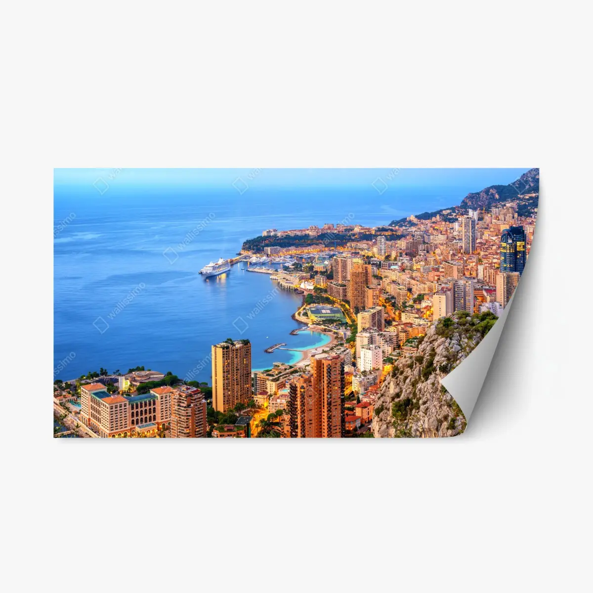 Adesivo riposizionabile panorama sul porto di Monaco e Monte Carlo • Wallissimo®