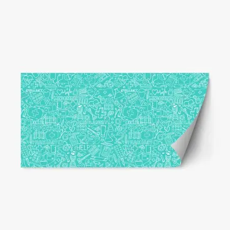 Adesivo riposizionabile pattern sanitario turchese con icone mediche • Wallissimo®
