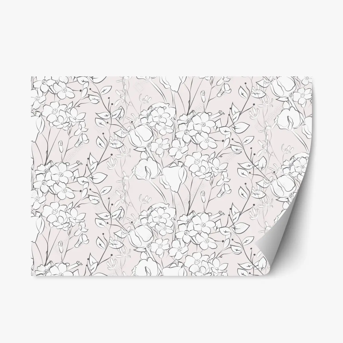 Adesivo riposizionabile motivo floreale delicato su sfondo rosa • Wallissimo®