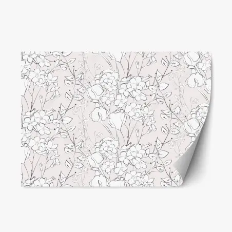 Adesivo riposizionabile motivo floreale delicato su sfondo rosa • Wallissimo®