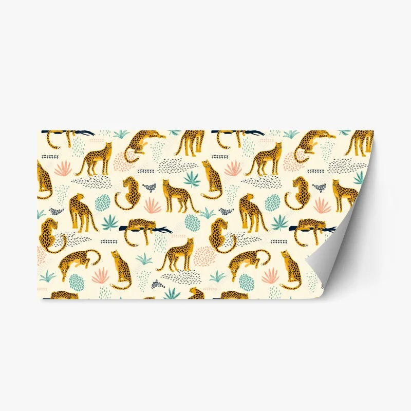 Adesivo riposizionabile ghepardi maculati su sfondo pastello