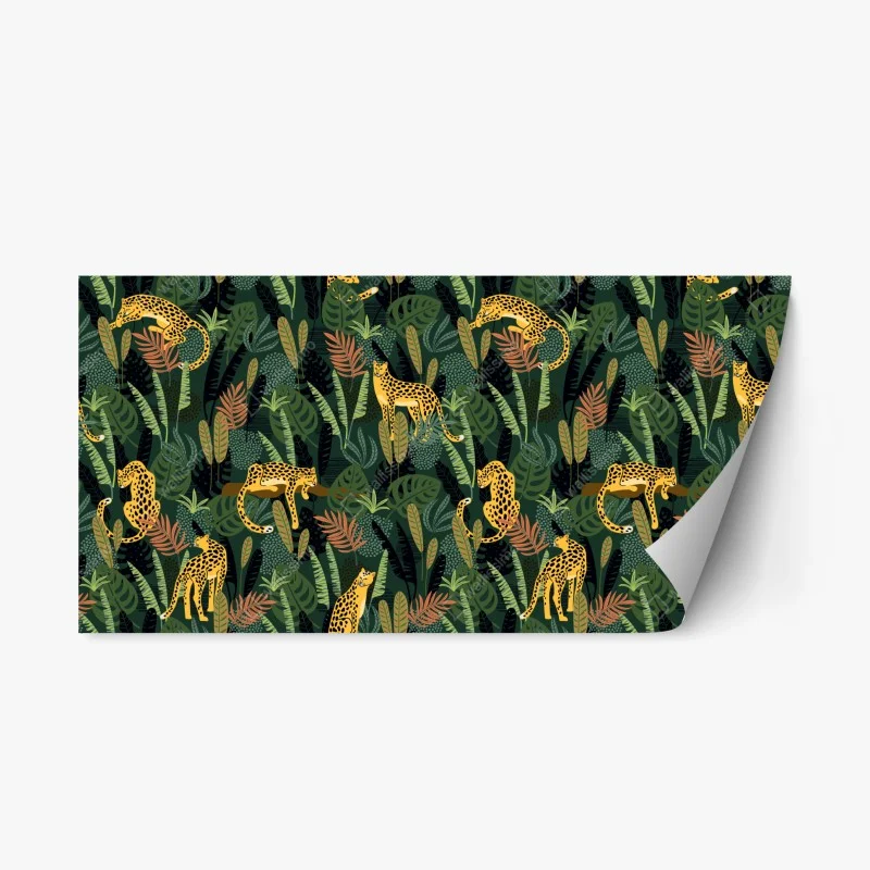 Adesivo riposizionabile motivo giungla con leopardi