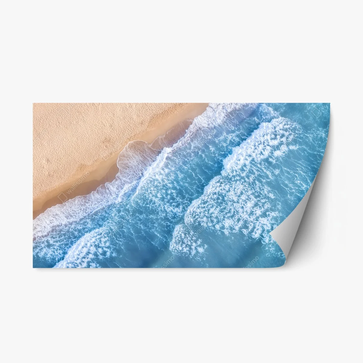 Adesivo riposizionabile onde azzurre sulla spiaggia • Wallissimo® Adesivo riposizionabile onde azzurre sulla spiaggia • Wallissimo®