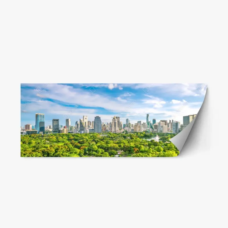 Adesivo riposizionabile panorama urbano di Bangkok con il parco Lumpini • Wallissimo®