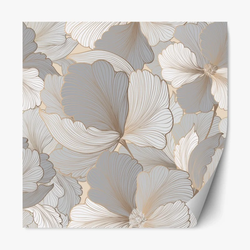 Adesivo riposizionabile motivo floreale elegante in toni neutri