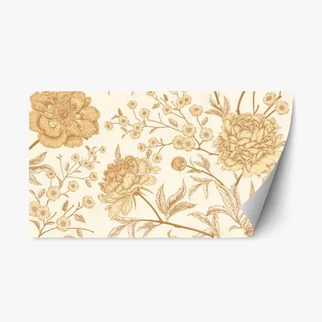 Adesivo riposizionabile motivo floreale vintage in tonalità sabbia • Wallissimo®