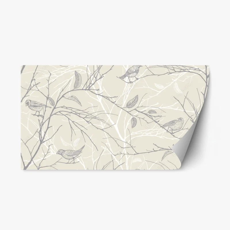 Adesivo riposizionabile motivo delicato di uccelli e rami