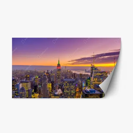 Adesivo riposizionabile panorama urbano di New York al tramonto • Wallissimo®