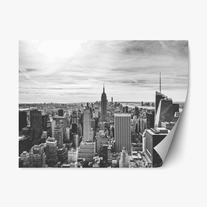 Adesivo riposizionabile skyline di New York in bianco e nero