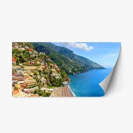 Adesivo riposizionabile vista panoramica di Positano sulla Costiera Amalfitana • Wallissimo®