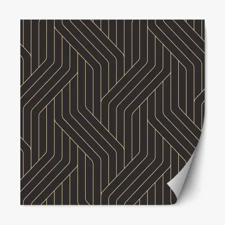 Adesivo riposizionabile motivo geometrico art déco in nero e oro • Wallissimo®